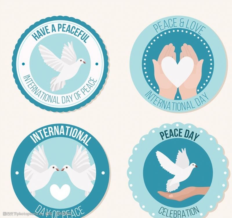 鸽子矢量图国际和平日标签图片