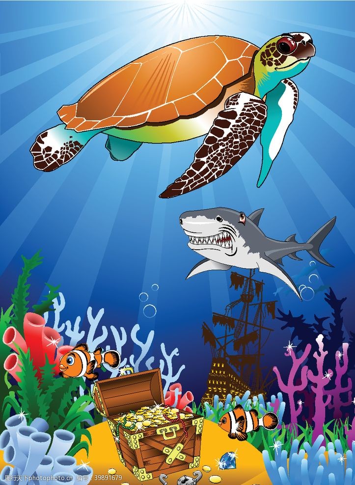 鲨鱼海底乐园生物水底乐园水草图片