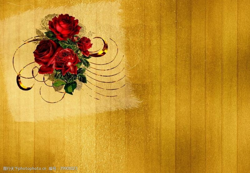 黄金表红色花瓣表面玫瑰背景图图片