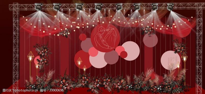 舞台分布红色婚礼图片