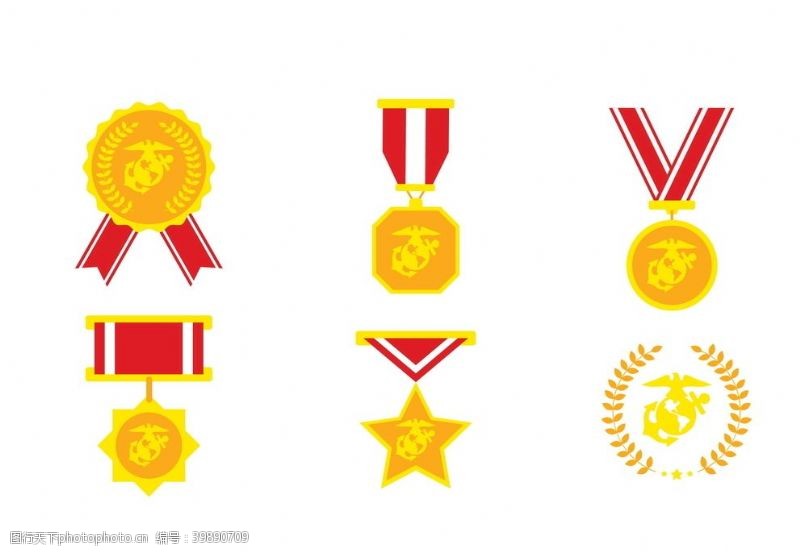 五角星金黄色徽章奖章设计素材图片