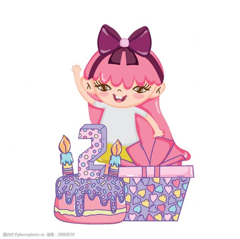 生日蛋糕卡通生日女孩图片