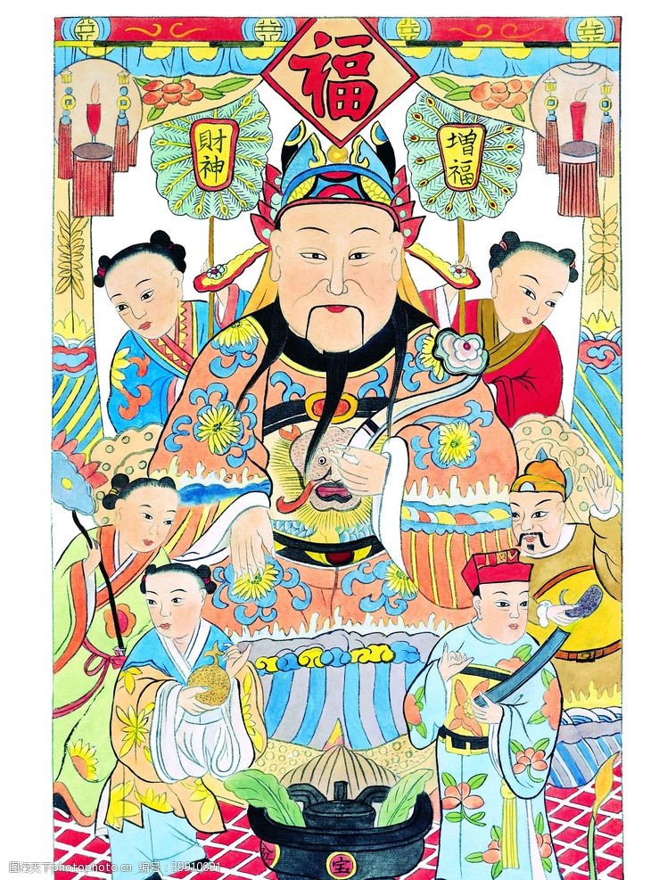 传统文化插画门神图片