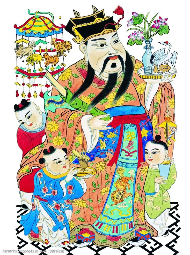 传统文化插画门神图片