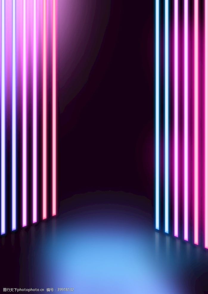 紫色花纹霓虹灯管光效立体背景图片