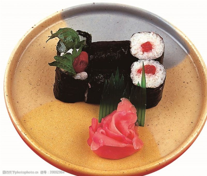 寿司高清摄影叶梅肉卷寿司图片