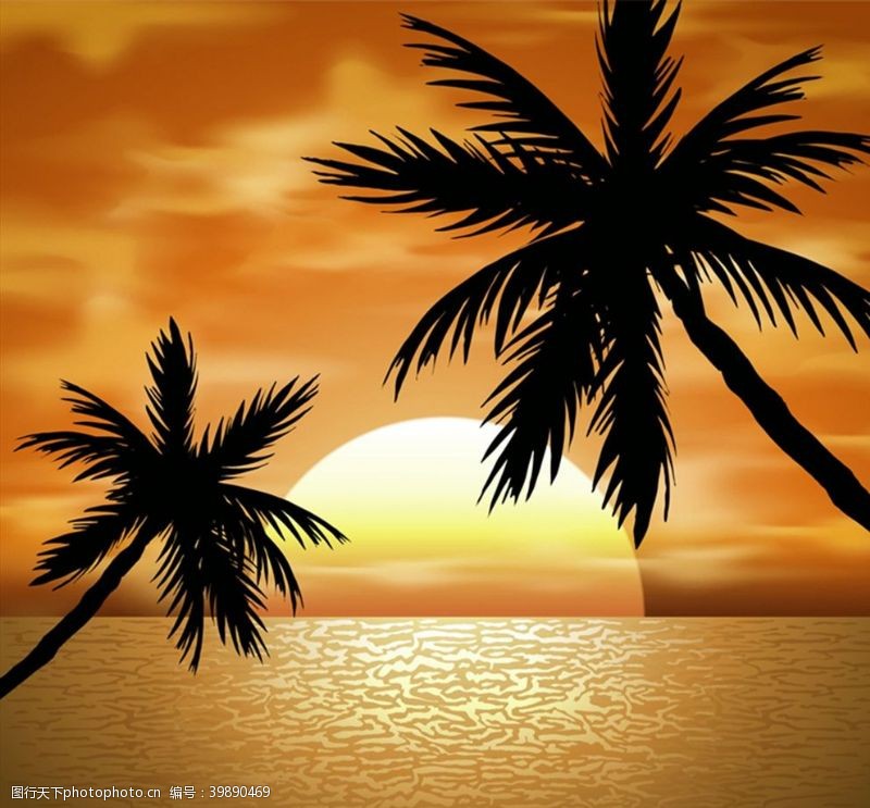 矢量椰子树椰子树风景矢量图片