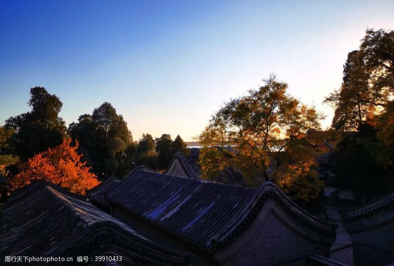 红色文化墙北京圆明园秋色图片