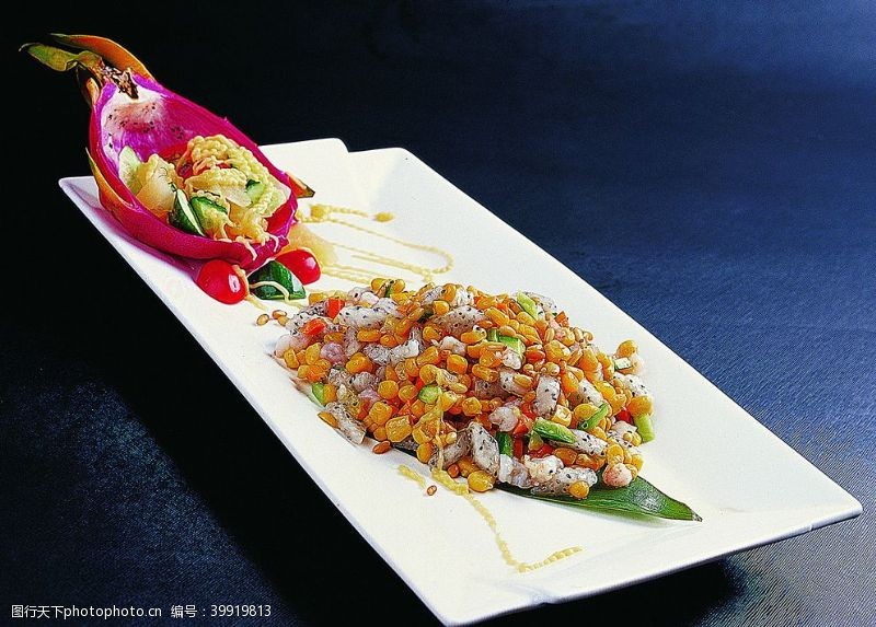 小龙虾图片鄂菜火龙果鲜虾栗米粒图片