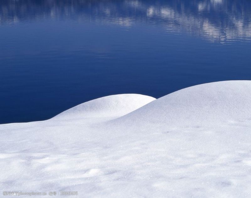 小溪湖边的积雪图片