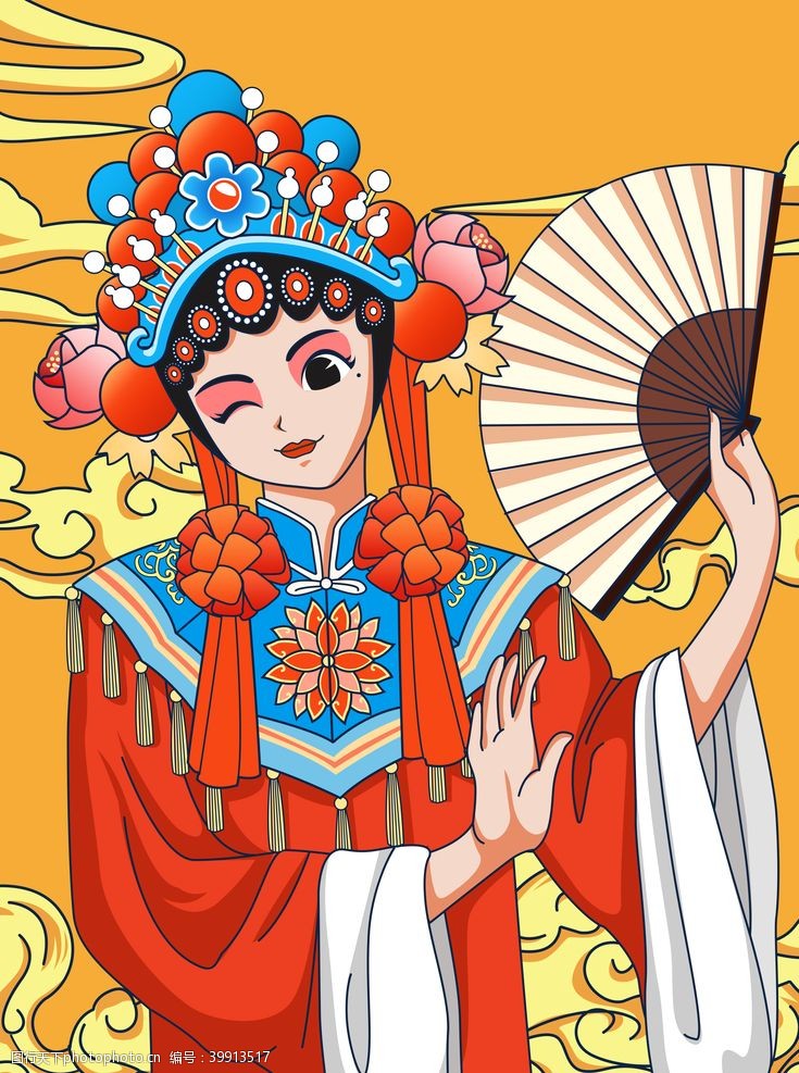 当代艺术京剧文化插画图片