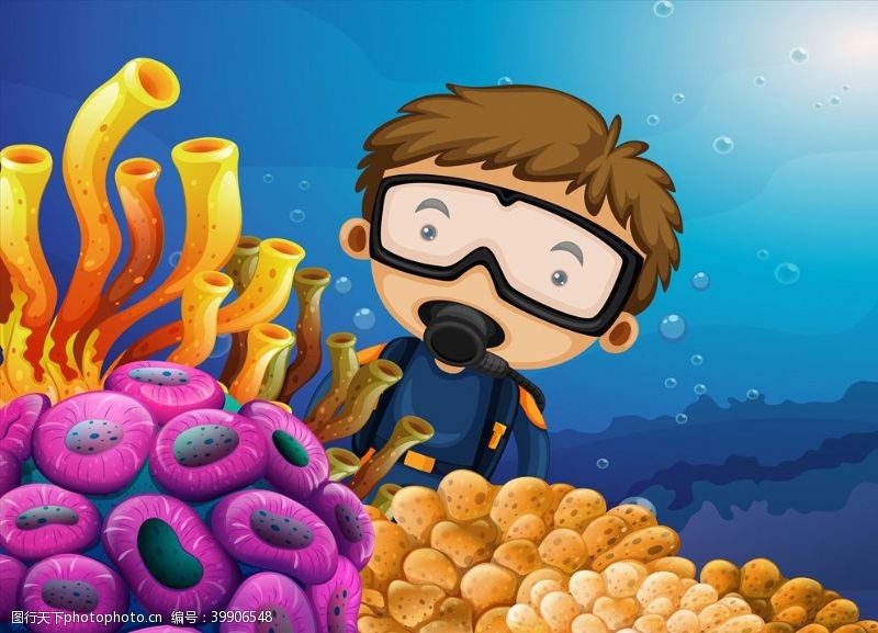 潜水运动卡通潜水员图片