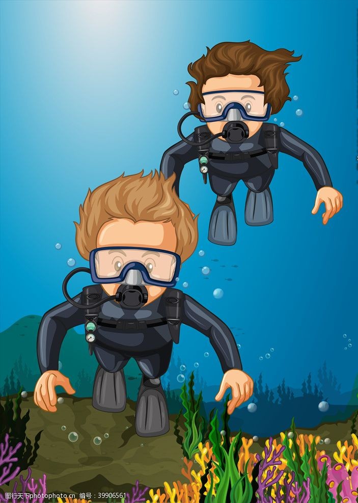 运动员卡通潜水员图片