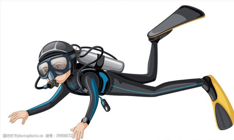 潜水员潜水卡通潜水员图片