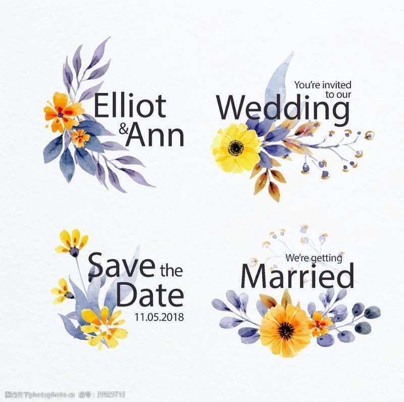 婚礼名片花卉图片