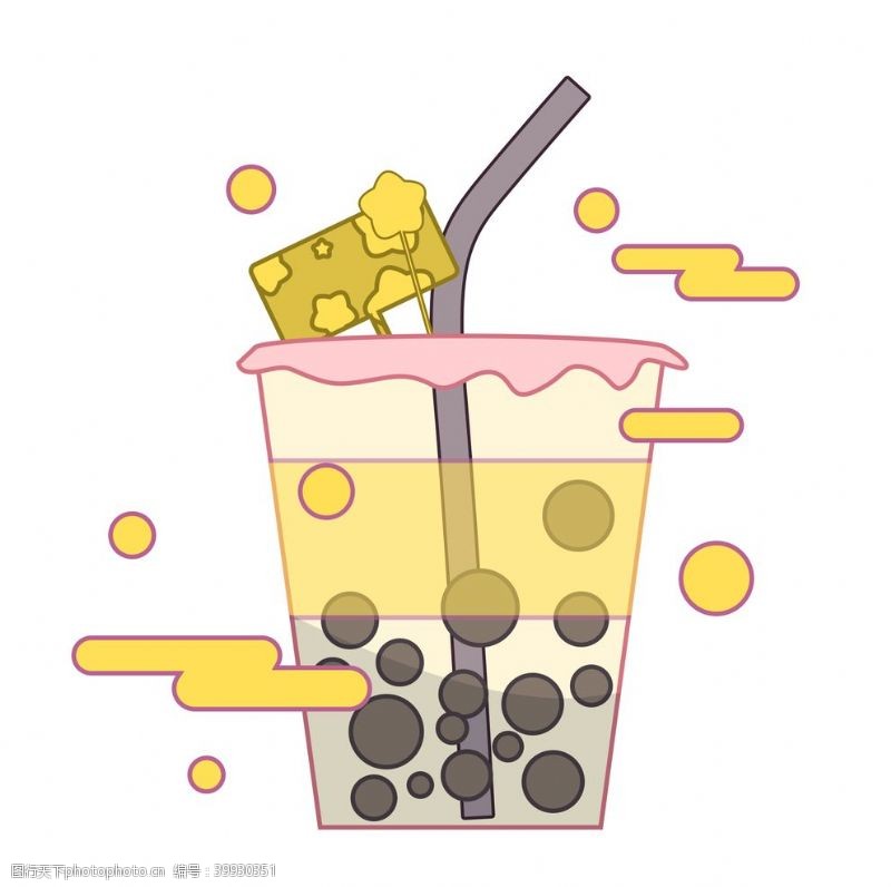 旺卡通奶茶插画图片