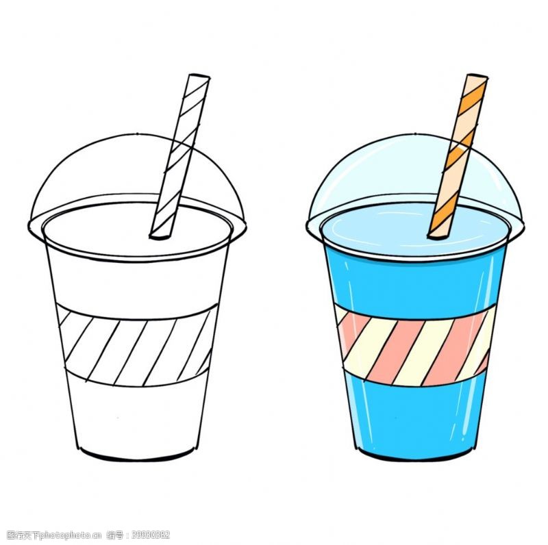 糖饼卡通手绘奶茶图片