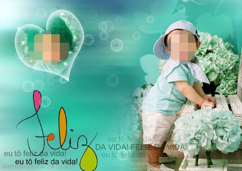 儿童摄影模板宽屏儿童周岁纪念相册PSD模板图片