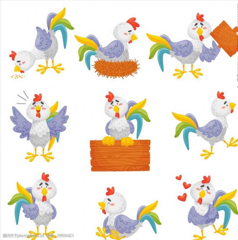 动物卡通手绘鸡图片