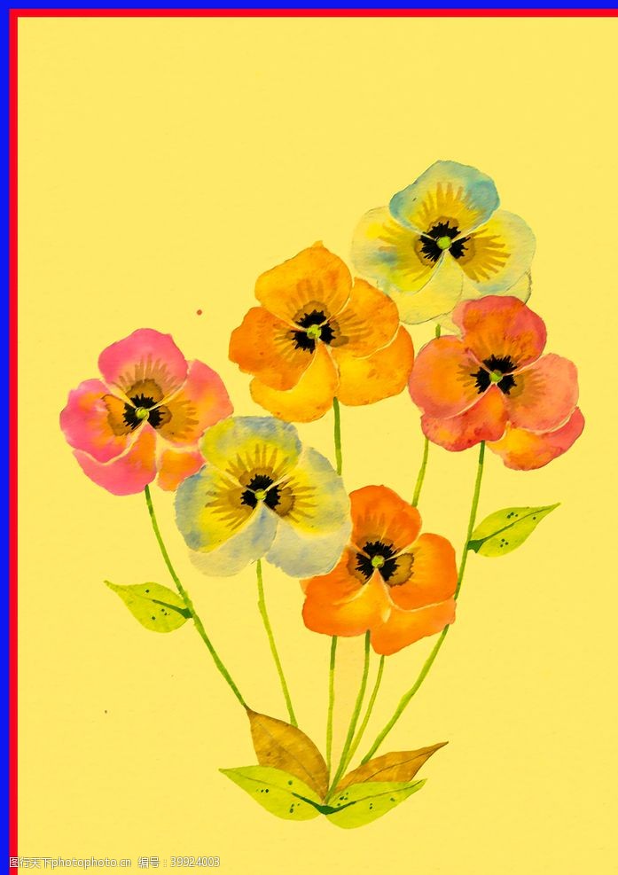 花草边框手绘水彩花朵图片