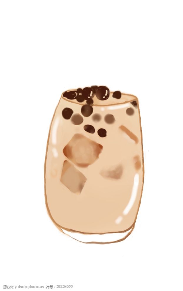 糖饼手绘珍珠奶茶插画图片