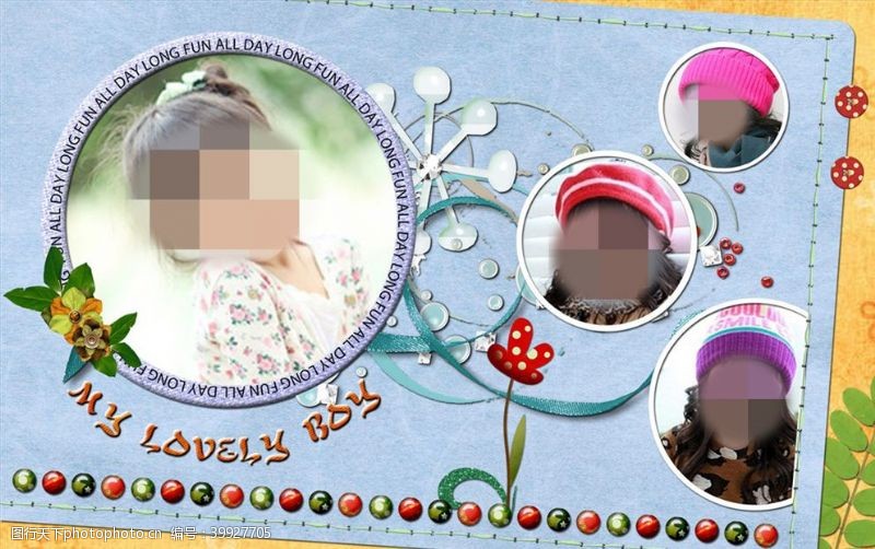 婚纱相册模版童年儿童周岁纪念相册PSD模板图片