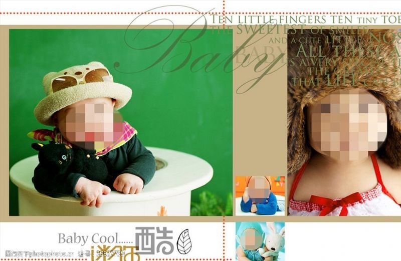 艺术摄影集童年儿童周岁纪念相册PSD模板图片