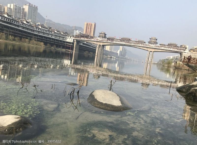 宁静沿河县乌江廊桥图片