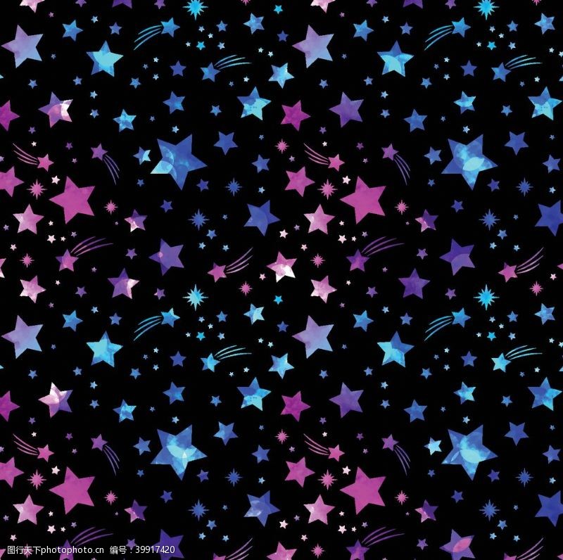 四角花纹夜空星星图片