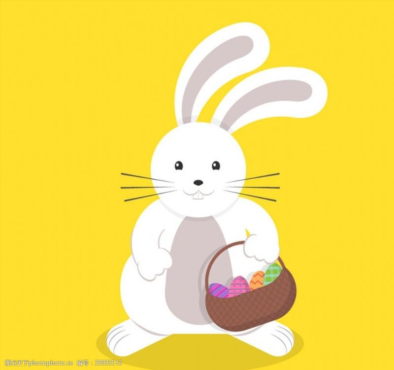 兔子蛋复活节挎篮子兔子图片