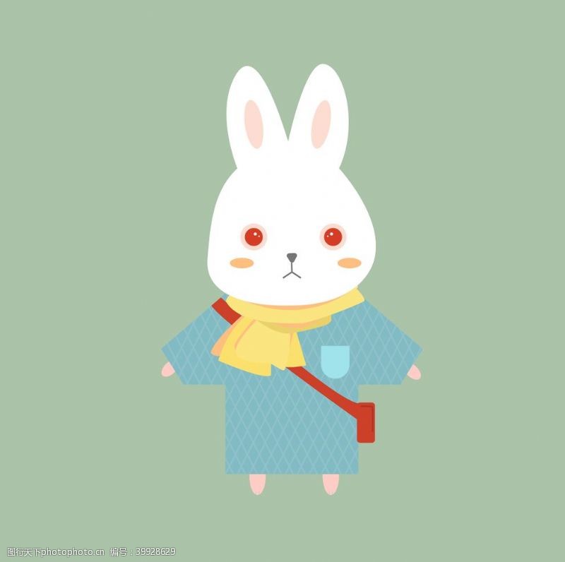 小白兔高冷兔插画图片