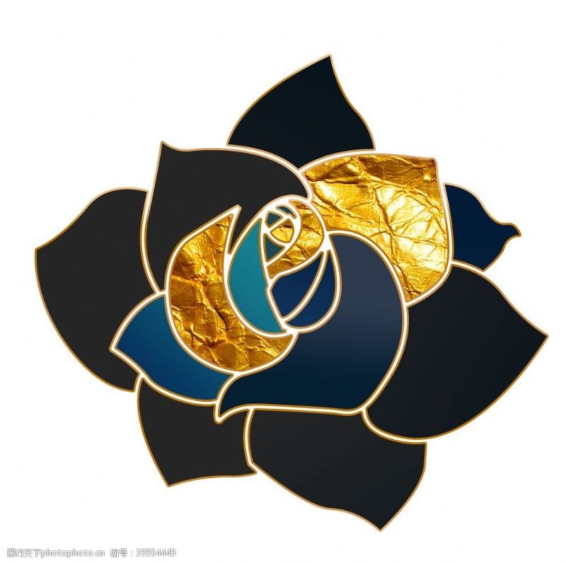 玫瑰花装饰金箔装饰玫瑰元素图片