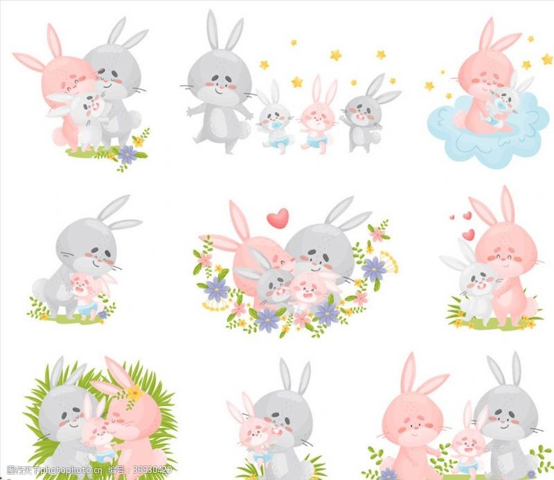 兔子印花图案卡通兔子图片