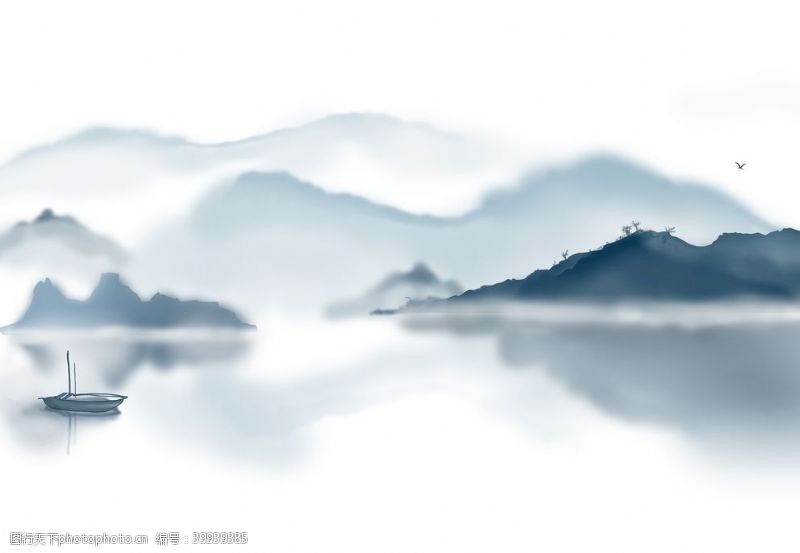 中国风电视墙山水画图片