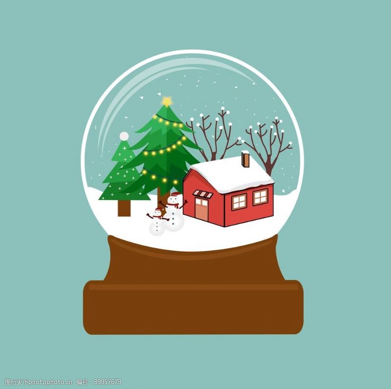 可爱卡通房屋圣诞雪球图片