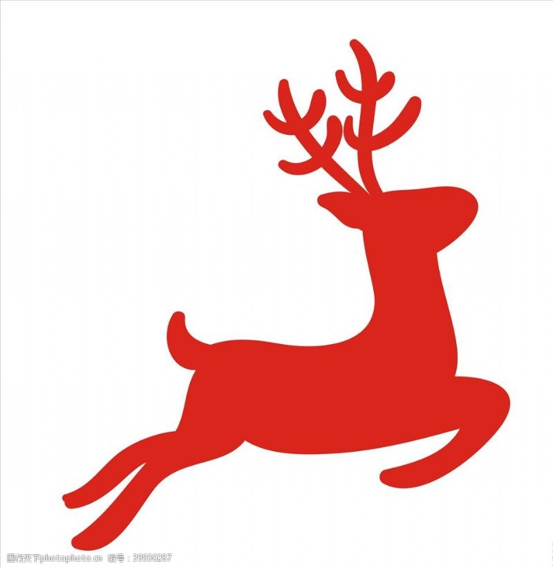 动物贴纸矢量鹿鹿剪影圣诞节装饰图片
