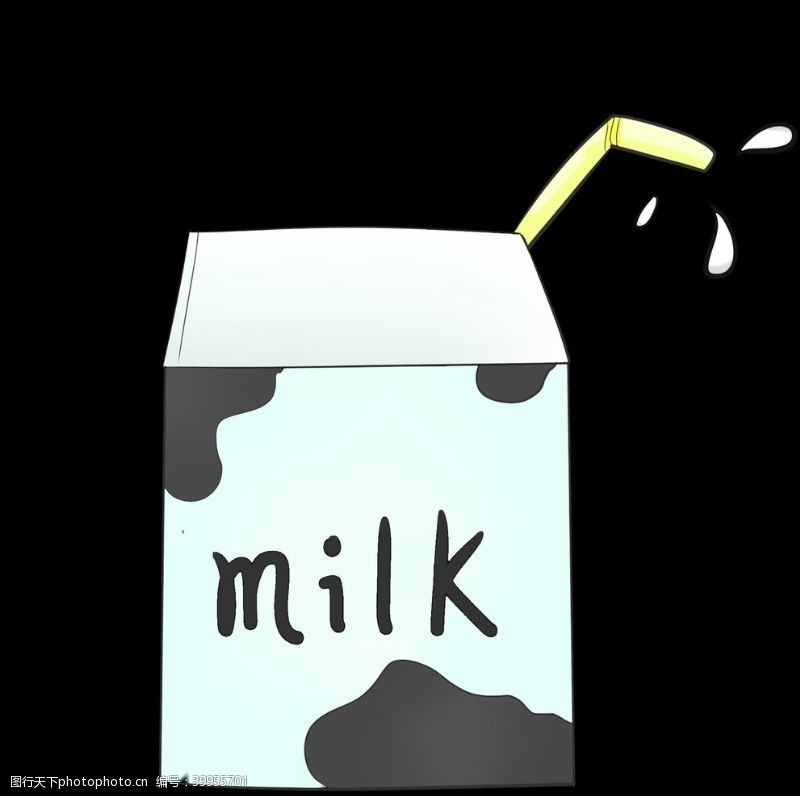 奶泡手绘牛奶盒图片
