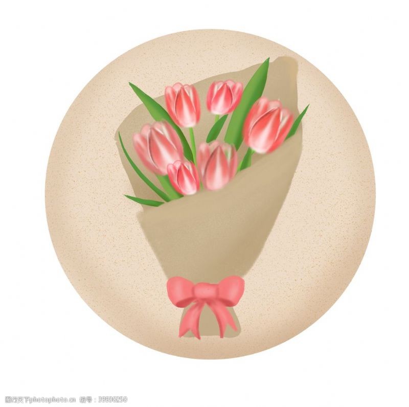 花束素材手绘郁金香花束图片