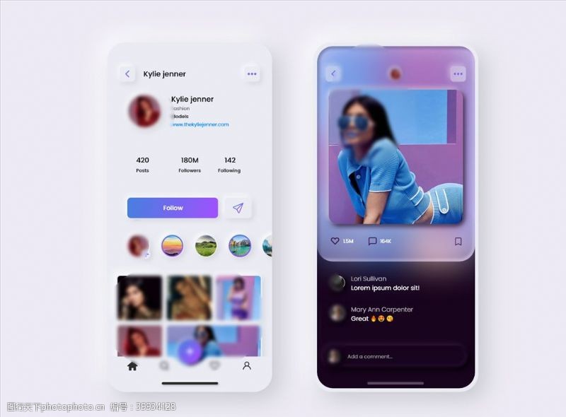 手机appxd新拟物新拟态社交紫色新拟态图片