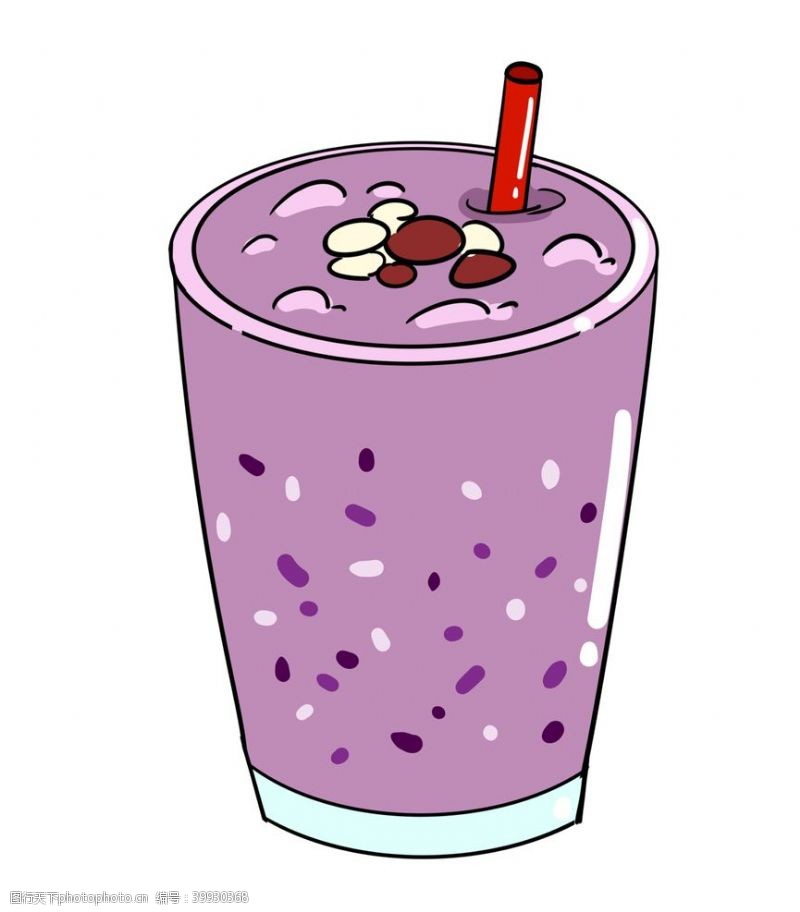 黑莓香芋奶茶插画图片