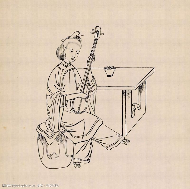 手绘效果图中国传统文化三十六行手绘线描画图片