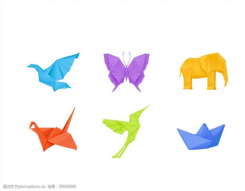 鸽子彩色折纸小动物图片