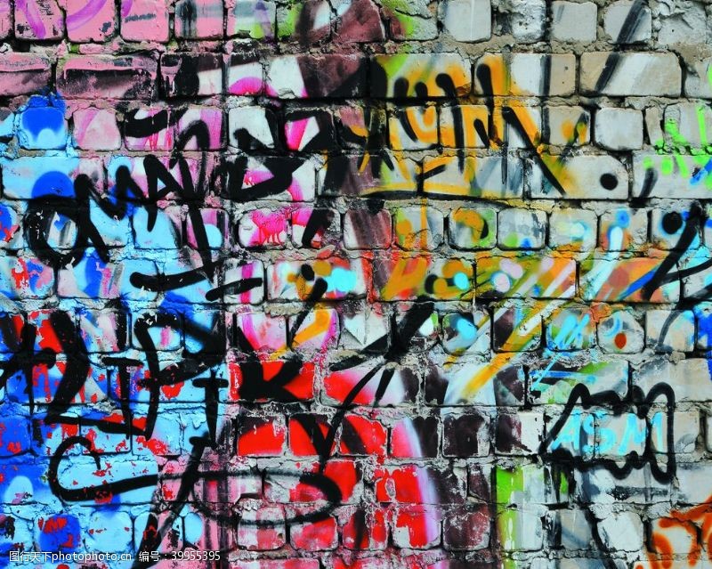 hop街头风抽象墙体涂鸦彩色英文涂鸦装饰图图片