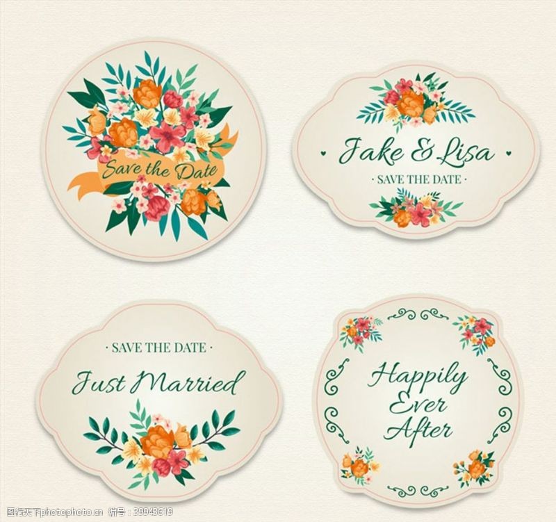 条幅设计花卉婚礼标签图片