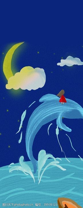 动物卡通卡通大海蓝鲸图片