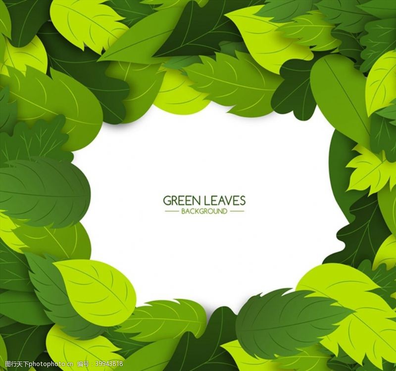 矢量树叶绿叶边框背景图片