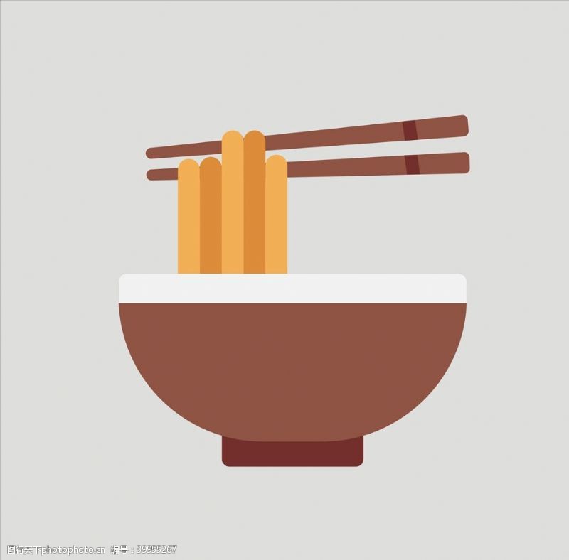 碗筷矢量面条图片