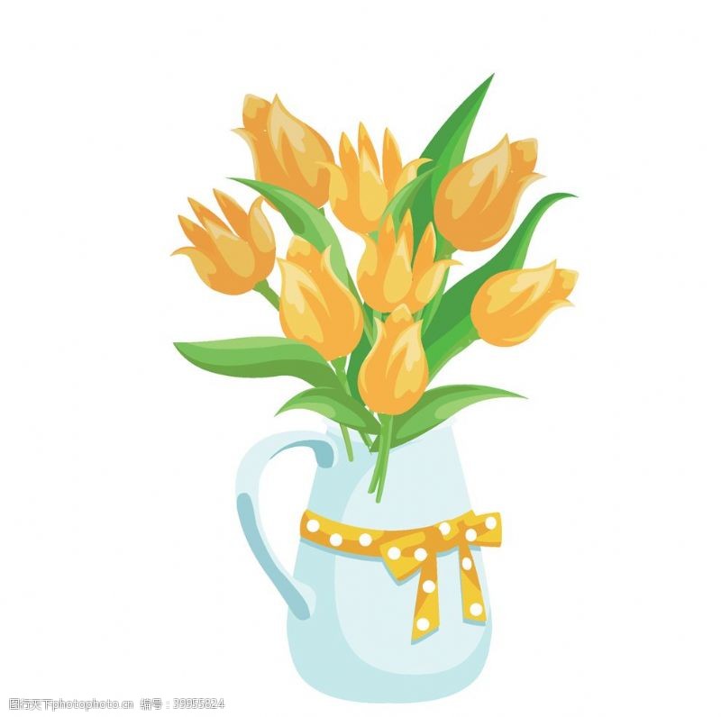 黄色花朵矢量郁金香插画图片