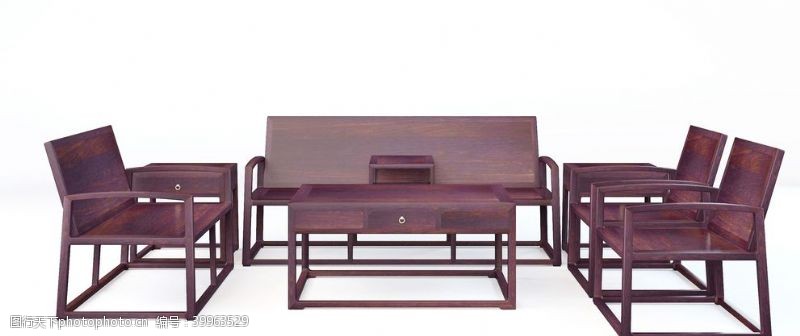 家具模型实木沙发组合图片
