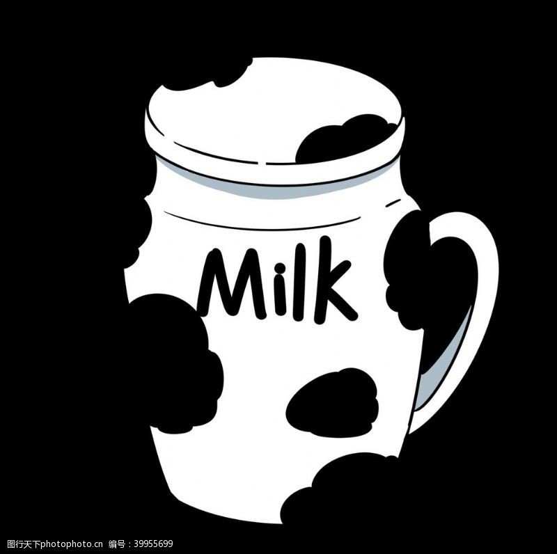奶泡手绘牛奶杯图片